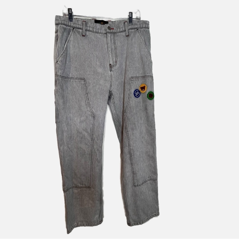 Teddy Fresh | Pin Stripe Cargo Jeans with Patches NWOT